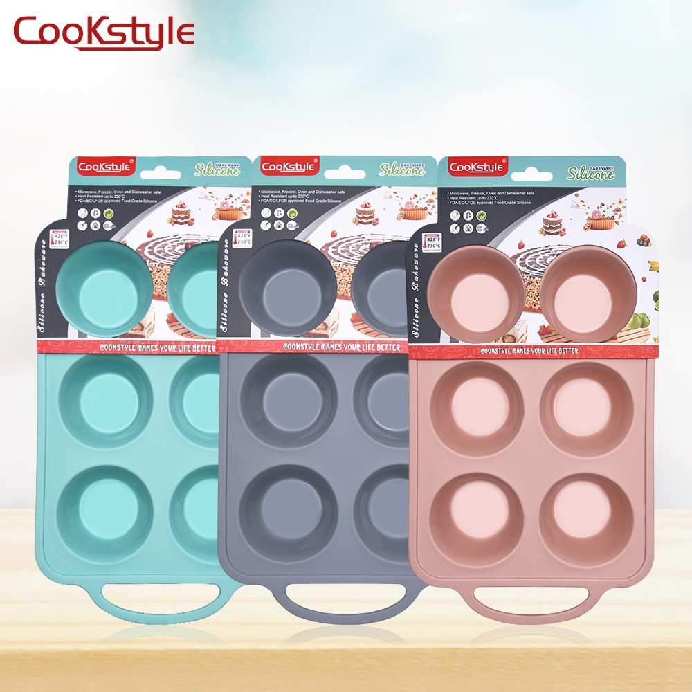 CookStyle 不鏽鋼圈矽膠六連杯子蛋糕模具 (三色)