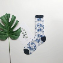 唯美藍白碎花玻璃絲襪
