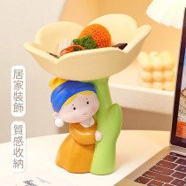 戴珍珠耳環少女鬱金香造型收納擺飾