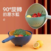雙層撞色手持旋轉瀝水籃