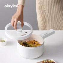 OLAYKS 陶瓷釉不沾多功能電煮鍋 附蒸籠