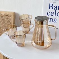 琥珀耐熱玻璃水壺水杯五件組