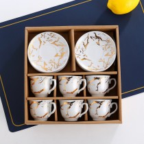 歐式陶瓷咖啡杯6杯盤組(附袋)